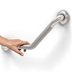 AmeriLuck 1-1/4 x 16‘’ Stainless Steel Angled Grab Bar with Anti-Slip Peened Grip, for Bathtubs, Shower & Toilet, ADA Compliant, Stud Mount 500lbs Support, Brushed Nickel