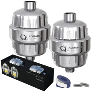 AquaBLU High-Pressure Shower Filter Family Pack (2 Qty) – Heavy Duty Shower Head Filter for Hard Water, Chlorine Heavy Metals & More – Luxury Water Softener Shower Head with Filter