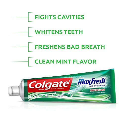 Colgate Max Fresh Whitening Toothpaste with Breath Strips, Clean Mint, 6 Ounce Tube, 4 Pack | The Storepaperoomates Retail Market - Fast Affordable Shopping