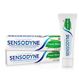 Sensodyne Fresh Mint Sensitive Toothpaste, Cavity Prevention and Sensitive Teeth Treatment – 4 Ounces (Pack of 2)