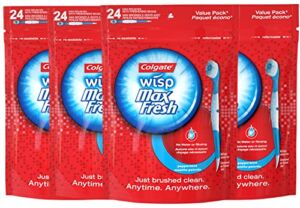 Colgate Max Fresh Wisp Disposable Mini Travel Toothbrushes, Peppermint, 24 Count, 4 Pack