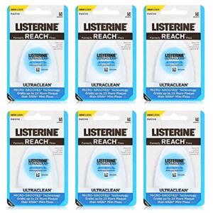 Listerine Ultraclean Waxed Mint Dental Floss Bundle | Effective Plaque Removal, Teeth & Gum Protection | Shred-Resistant for Thoroughly Clean in Tight Area , PFAS Free | 30 Yards, 6 Pack