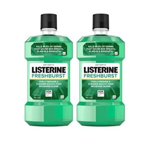 Listerine Freshburst Antiseptic Mouthwash with Germ-Killing Oral Care Formula to Fight Bad Breath, Plaque and Gingivitis, 500 mL, Pack of 2