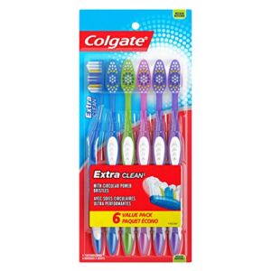 Colgate Extra Clean Toothbrush, Medium Toothbrush for Adults, 6 Pack