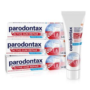 Parodontax Active Gum Repair Toothpaste, Gum Toothpaste To Help Reverse Signs Of Early Gum Disease For Gum Health, Fresh Mint Flavored – 3.4 Oz x 3