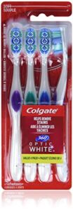 Colgate 360 Optic White Whitening Toothbrush, Soft – 4 Count
