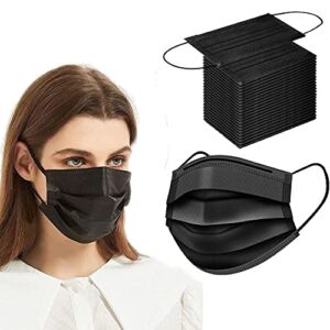 MBVBN Black Disposable Face Masks 100 PCS Face Protection Masks 3 Ply Face Masks for Adults