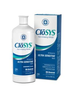 CloSYS Ultra Sensitive Mouthwash, 32 Ounce, Unflavored (Optional Flavor Dropper Included), Alcohol Free, Dye Free, pH Balanced, Helps Soothe Entire Mouth