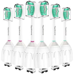 Toptheway Replacement Brush Heads for Sonicare E-Series Essence Xtreme Elite Advance and CleanCare Screw-On Toothbrush Handles HX7022/66, 6 Pack