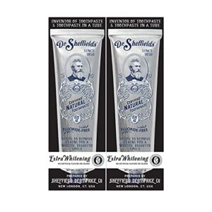 Dr. Sheffield’s Certified Natural Toothpaste (Extra-Whitening) – Great Tasting, Fluoride Free Toothpaste/Freshen Your Breath, Whiten Your Teeth, Reduce Plaque (2-Pack)