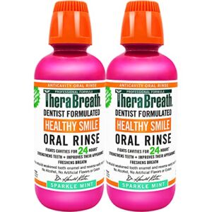 TheraBreath Healthy Smile Dentist Formulated 24-Hour Oral Rinse, Sparkle Mint, 16 Ounce (Pack of 2)