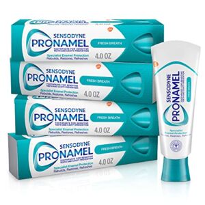 Sensodyne Pronamel Fresh Breath Enamel Toothpaste for Sensitive Teeth, to Reharden and Strengthen Enamel, Fresh Wave – 4oz (pack of 4)