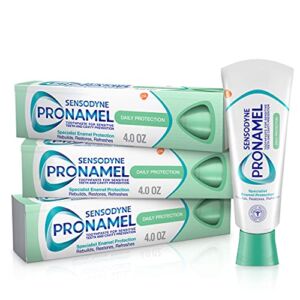 Sensodyne Pronamel Daily Protection Enamel Toothpaste for Sensitive Teeth, to Reharden and Strengthen Enamel, Mint Essence – 4 Ounces (Pack of 3)