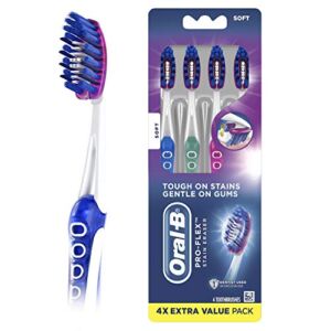 Oral-B 3D White Luxe Pro-Flex Manual Soft Toothbrush, 4 Count (5823815673)