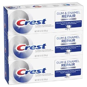 Crest Gum & Enamel Repair Toothpaste, Advanced Whitening, 4.1oz (Pack of 3) ( Packaging May Vary )