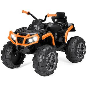 Best Choice Products 12V Kids Ride-On Electric ATV, 4-Wheeler Quad Car Toy w/ Bluetooth Audio, 3.7mph Max Speed, Treaded Tires, LED Headlights, Radio – Orange