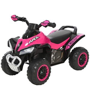 Aosom NO Power Ride on Push Car for Kids 4 Wheels Foot-to-Floor Sliding Walking ATV Toy with Music and Light for 18-36 Months, Pink