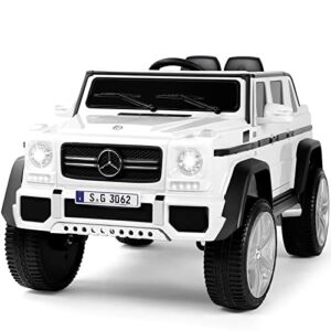 JOYLDIAS Kids Ride On Cars, Licensed Mercedes-Benz Maybach G650S, 12V7AH Battery Powered Toy Electric Car for Kids with 2.4G Remote Control, 2 Motors, 3 Speeds, Lock, Music, Horn, LED Lights, White