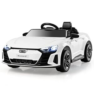 INFANS 12V Kids Ride On Car, Licensed Audi RS e-tron GT Electric Vehicle with Remote Control, Toddlers Battery Powered Toy with 4 Wheels Suspension, LED Headlight, Music, MP3, USB, TF Port (White)