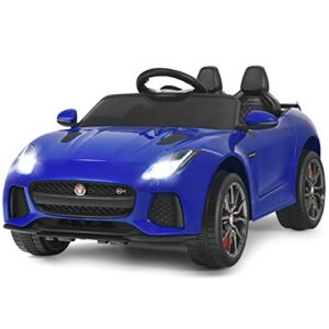 Costzon Ride on Car, 12V Licensed Jaguar F-Type SVR Battery Powered Ride on Toy w/ Remote Control, Front/Rear Lights, MP3, Music, 3 Speeds, Spring Suspension, Electric Vehicle for Kids (Blue)