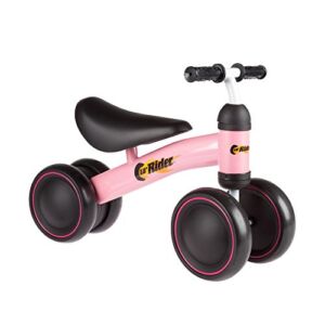 Ride On Mini Trike with Easy Grip Handles, Enclosed Wheels and No Pedals for Learning to Walk for Baby, Toddlers, Boys and Girls by Lil’ Rider (Pink)