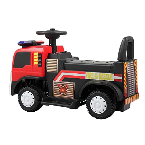 TOBBI Kids Ride On Fire Truck Car Battery Powered 6V Vehicle with Horns Siren and Music Function Working Headlights Ride on Toys in Red | The Storepaperoomates Retail Market - Fast Affordable Shopping