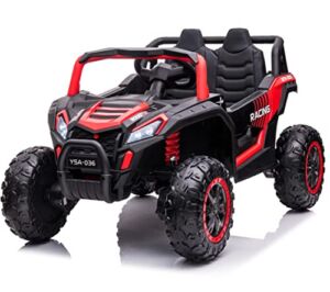 PRIME CLUB 12V Ride on Truck 2-Seater Kids UTV Ride on Car Battery Powered Electric Vehicles with Remote Control,Music,Spring Suspension, Christmas Birthday Gifts for 3+ Boys Girls (Red)