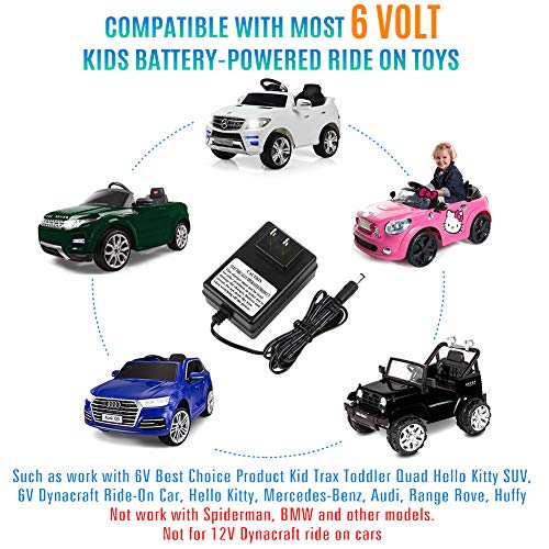 LotFancy 6V Battery Charger for Ride on Toys – Power Supply Adapter for 6 Volt Best Choice Product, Kid Trax Hello Kitty SUV, Dynacraft Kids Ride on Cars, UL Listed, 5FT Cord | The Storepaperoomates Retail Market - Fast Affordable Shopping