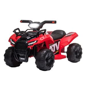 TOBBI 6V Kids Ride On ATV, Electric 4-Wheeler Car, Battery Powered Ride On Toy Car for Boys and Girls Aged 18-36 Months, Front LED Lights, Red