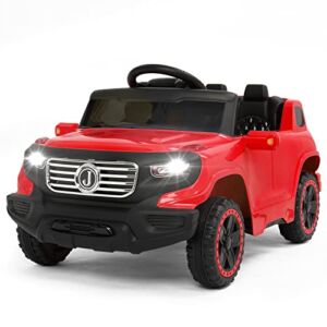 VALUE BOX Electric Remote Control Truck, Kids Toddler Ride On Cars 6V Battery Motorized Vehicles Children’s Best Toy Car Safe with 3 Speeds, Music, seat Belts, LED Lights and Realistic Horns (Red)