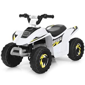 HONEY JOY Ride On ATV, 6V Mini Off-Road Battery Powered Motorized Quad for Kids, 2 Speeds, Anti-Slip Wheels, RWD 4-Wheeler Electric Ride On Toy Car for Toddlers (White)
