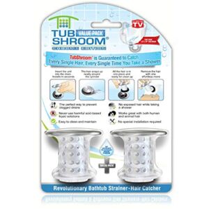 TubShroom Tub Drain Hair Catcher, 2 Pack, Chrome – Drain Protector and Hair Catcher for Bathroom Drains, Fits 1.5” – 1.75” Bathtub and Shower Drains