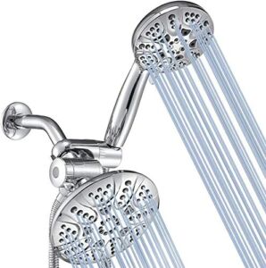 DOILIESE 30-Setting High Pressure Rain Shower Head with Handheld – 6″ Face 3-Way Dual Rain & Handheld Shower Heads Combo with Hose – All Chrome Finish