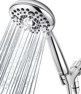 DAKINGS 6 Modes High Flow Handheld Shower Head Set Upgraded 5 Inch Shower Heads with Handheld Spray with Premium Chrome Hand Held Showerhead 60 Inch Stainless Steel Hose for Low Water Pressure