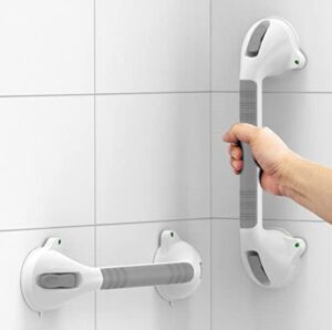 AmeriLuck 16.5inch 2 Pack Suction Balance Assist Bathroom Shower Handle,Bath Grab Bar with Indicators(White/Grey)
