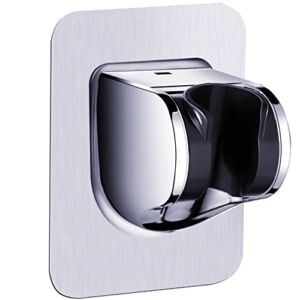 Shower Head Holder Strong Adhesive Adjustable Handheld Shower Wand Holder No Drilling Wall Mount Bracket (Silver)