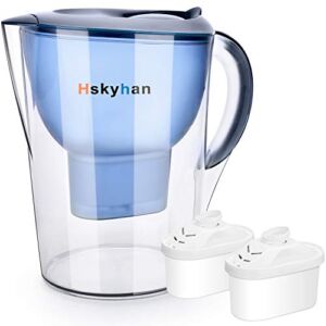 Hskyhan Alkaline Water Filter Pitcher – 3.5 Liters Improve PH, 2 Filters Included, BPA Free, 7 Stage Filteration System to Purify, Blue