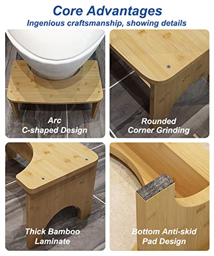 Bamboo Toilet Stool for Adults, 6.5″ Poop Stool, Bathroom Toilet Poop Stool with Non-Slip Mat for Adults Children, Original Simple Design Healthy Portable Adult Toilet Poop Stool. (Wood) Healthy Gifts | The Storepaperoomates Retail Market - Fast Affordable Shopping