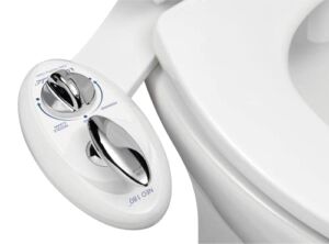 LUXE Bidet NEO 180 – Non-Electric Bidet Toilet Attachment with Self-cleaning Dual Nozzle and Adjustable Water Pressure for Sanitary and Feminine Wash w/ Lever Control (White)