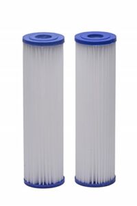 EcoPure EPW2P Pleated Whole Home Replacement Water Filter-Universal Fits Most Major Brand Systems (2 Pack), 2 Count (Pack of 1), White/Blue
