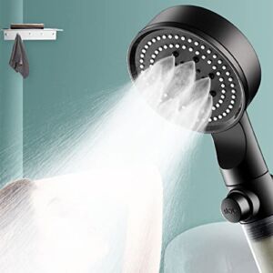 Handheld Shower Head – Shower Head with 5 Spray Modes – High-Pressure Handheld Showerhead with Carbon Filter – Hard Water Softener Filtered Shower Head, High Pressure 5 Spray Modes (Black)