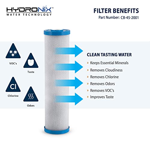 Hydronix CB-45-2001 Universal 4.5″ x 20” Whole House Water Filter Replacement Cartridge, Commercial & Industrial NSF, Coconut Shell Activated Carbon Block CTO, 1 Micron (1 Pack) | The Storepaperoomates Retail Market - Fast Affordable Shopping