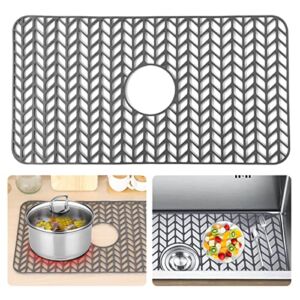 Silicone Sink Protectors for Kitchen,Sink Mat Grid 26”x 14”for Bottom of Kitchen Sink,Non-slip Kitchen Sink Mat with Center Drain for Farmhouse Stainless Steel Porcelain Sink 