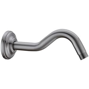 Curved Shower Arm with Flange, 8-inch S-Shape Stainless Steel Top Shower Head Extension Replacement, Wall Mounted,Brushed Nickel
