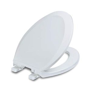 WSSROGY Elongated Toilet Seat with Lid, Slow Close Seat and Lids, Fits Standard Elongated or Oblong Toilets, Oval, Plastic,White