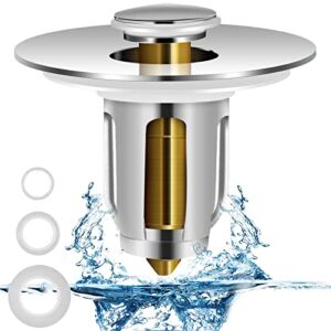 Luxsego Upgraded Bathroom Sink Stopper, Pop-Up Sink Drain Filter Bathtub Stoppers, Stainless Steel Bounce Push-Type Core Basin Sink Plug with Hair Catcher for 1.02-1.96” Drain Holes