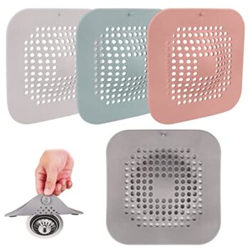 Mity rain Shower Drain Hair Catcher, Convex Silicone Hair Stopper for Shower Drain with Suction Cup, Square Bbathtub Drain Cover for Bathroom, Bathtub, Kitchen(4 Pack) | The Storepaperoomates Retail Market - Fast Affordable Shopping