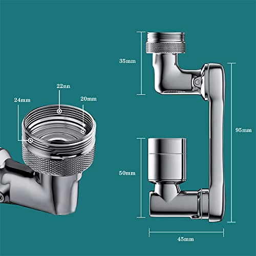 Ckedes Faucet Extender 1080°Large-Angle universal Rotating Faucet Aerator Rotatable 2 in 1 faucet Splash Filter Kitchen/Bathroom Sink Sprayer Adapter | The Storepaperoomates Retail Market - Fast Affordable Shopping