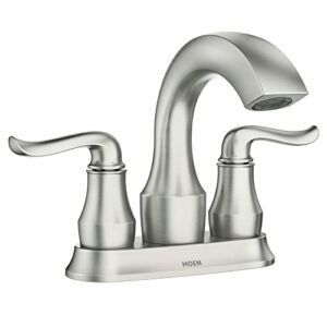 Moen Hamden Spot Resist Brushed Nickel Two-Handle 4-inch Centerset Bathroom Faucet, 84300SRN