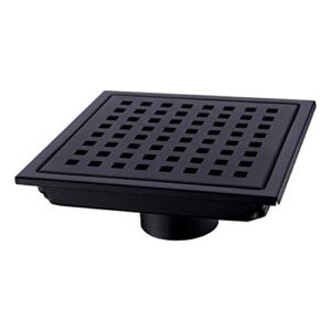 Orhemus Square Shower Floor Drain with Removable Cover Grid Grate 6 inch Long, SUS 304 Stainless Steel Black Plated Finish